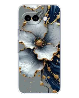 Чехол для Google Pixel 9A с картинкой «Белый цветок и золотой флюид»