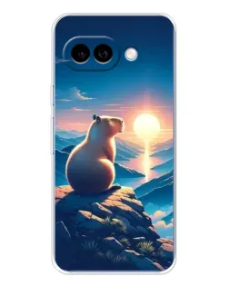 Чохол для Google Pixel 9A з картинкою «Захід сонця з капібарою»