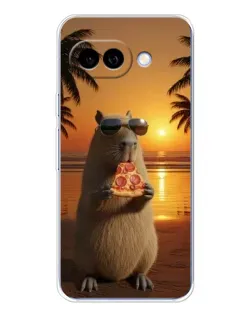 Чохол для Google Pixel 9A з картинкою «Капібара з піцою»