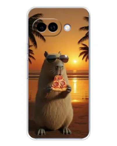 Чохол для Google Pixel 9A з картинкою «Капібара з піцою»