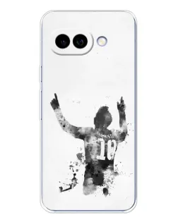 Чохол для Google Pixel 9A з картинкою «Чорно-білий силует Мессі»