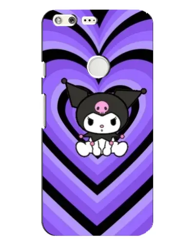 Чехол для Google Pixel XL с картинкой «Kuromi и фиолетовые сердца»