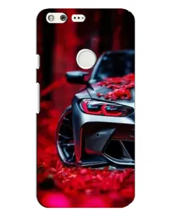Чехол для Google Pixel XL с картинкой «Спортивная BMW и цветы»