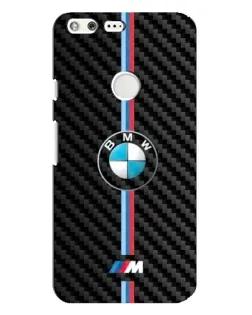 Чехол для Google Pixel XL с картинкой «Эмблема BMW и карбон»