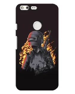 Чехол для Google Pixel XL с картинкой «PUBG — огненный силуэт»