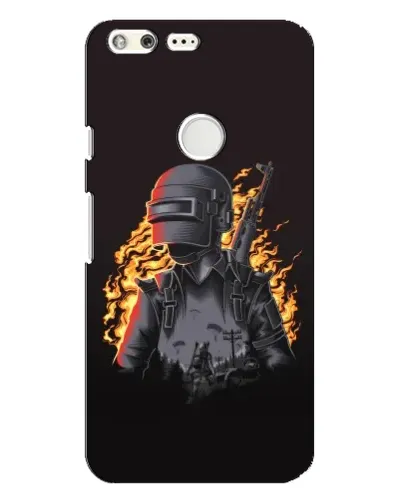 Чехол для Google Pixel XL с картинкой «PUBG — огненный силуэт»