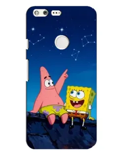Чехол для Google Pixel XL с картинкой «Губка Боб и Патрик ночью»