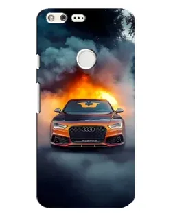Чехол для Google Pixel XL с картинкой «Audi в огненном дыму»