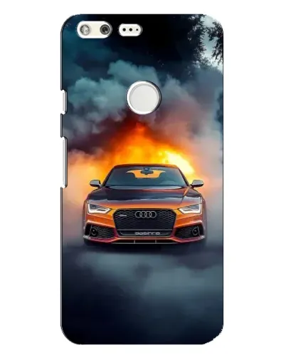 Чехол для Google Pixel XL с картинкой «Audi в огненном дыму»