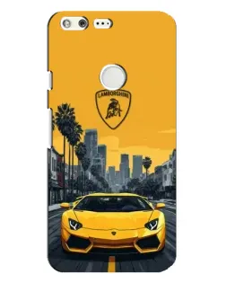Чехол для Google Pixel XL с картинкой «Желтый Lamborghini город»