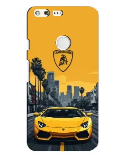Чехол для Google Pixel XL с картинкой «Желтый Lamborghini город»
