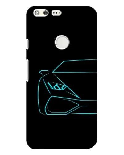 Чехол для Google Pixel XL с картинкой «Голубой силуэт Lamborghini»
