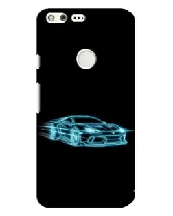 Чехол для Google Pixel XL с картинкой «Неоновый контур Lamborghini»