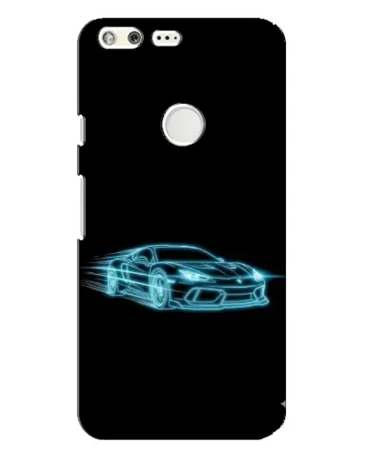 Чехол для Google Pixel XL с картинкой «Неоновый контур Lamborghini»