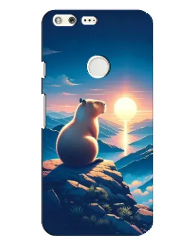 Чехол для Google Pixel XL с картинкой «Закат солнца с капибарой»