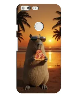 Чехол для Google Pixel XL с картинкой «Капибара с пиццей»