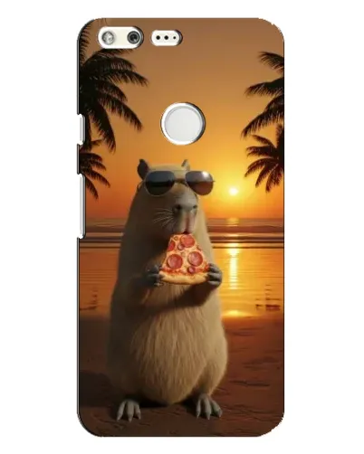 Чехол для Google Pixel XL с картинкой «Капибара с пиццей»