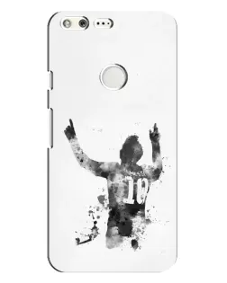 Чехол для Google Pixel XL с картинкой «Черно-белый силуэт Месси»