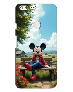 Чехол для Google Pixel с картинкой «Микки на скамейке»