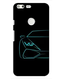 Чохол для Google Pixel з картинкою «Блакитний силует Lamborghini»
