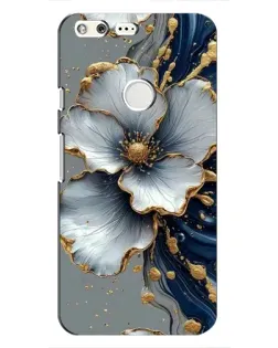 Чехол для Google Pixel с картинкой «Белый цветок и золотой флюид»