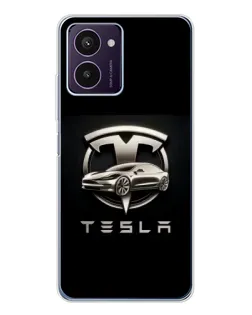 Чохол для HMD Pulse Pro з картинкою «Tesla — срібне авто»