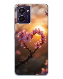 Чохол для HMD Pulse Pro з картинкою «Рожевий цвіт  сердечко на тлі заходу»
