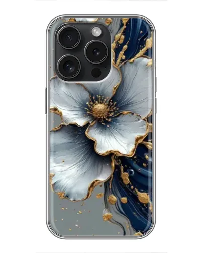 Чехол для HMD Vibe с картинкой «Белый цветок и золотой флюид» Чехол для HMD Vibe с картинкой «Белый цветок и золотой флюид»