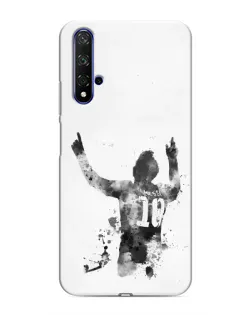 Чохол для Huawei Honor 20 з картинкою «Чорно-білий силует Мессі»