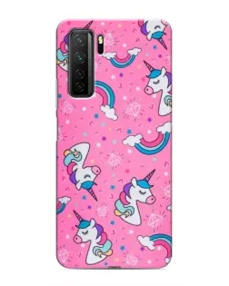 Чехол для Honor 30s с картинкой «Unicorn паттерн розовый»