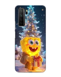 Чехол для Honor 30s с картинкой «Рождественский Спанч Боб»