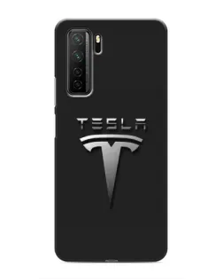 Чохол для Honor 30s з картинкою «Сталевий логотип Tesla»