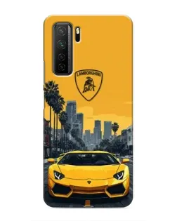 Чохол для Honor 30s з картинкою «Жовтий Lamborghini місто»
