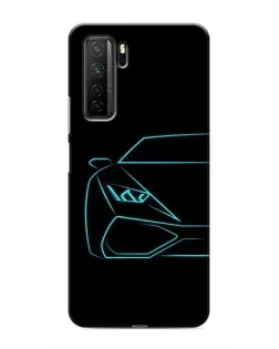 Чохол для Honor 30s з картинкою «Блакитний силует Lamborghini»