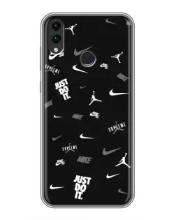 Чохол для Huawei Honor 8C з картинкою «Nike Black Pattern»