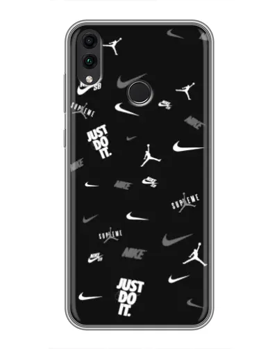 Чехол для Huawei Honor 8C с картинкой «Nike Black Pattern» Чехол для Huawei Honor 8C с картинкой «Nike Black Pattern»