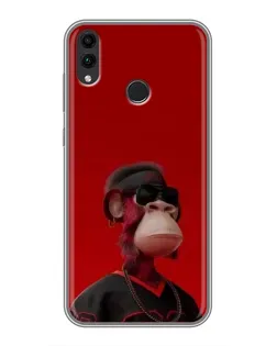 Чехол для Huawei Honor 8C с картинкой «Bored Ape в красном» Чехол для Huawei Honor 8C с картинкой «Bored Ape в красном»