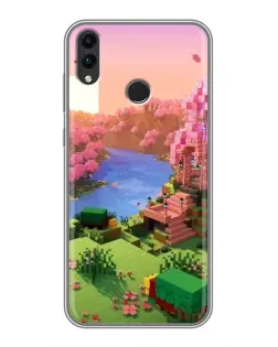 Чехол для Huawei Honor 8C с картинкой «Розовое дерево Minecraft»