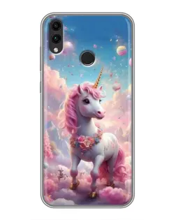 Чехол для Huawei Honor 8C с картинкой «Единорог среди облаков»
