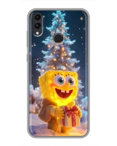 Чехол для Huawei Honor 8C с картинкой «Рождественский Спанч Боб»