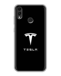 Чохол для Huawei Honor 8C з картинкою «Tesla White Logo»