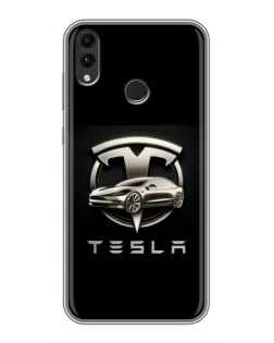 Чохол для Huawei Honor 8C з картинкою «Tesla — срібне авто»