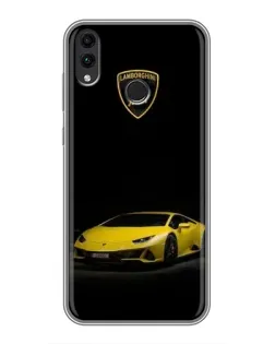 Чохол для Huawei Honor 8C з картинкою «Lamborghini жовтий акцент»