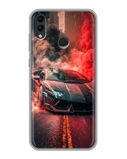 Чохол для Huawei Honor 8C з картинкою «Lamborghini червоний дим»