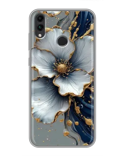 Чохол для Huawei Honor 8C з картинкою «Біла квітка та золотий флюїд» Чохол для Huawei Honor 8C з картинкою «Біла квітка та золотий флюїд»