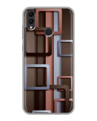 Чехол для Huawei Honor 8C с картинкой «Коричневые объемные квадраты»