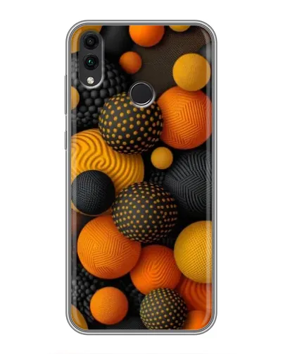 Чехол для Huawei Honor 8C с картинкой «Объемные оранжевые сферы»