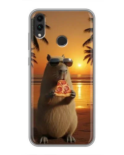 Чохол для Huawei Honor 8C з картинкою «Капібара з піцою» Чохол для Huawei Honor 8C з картинкою «Капібара з піцою»