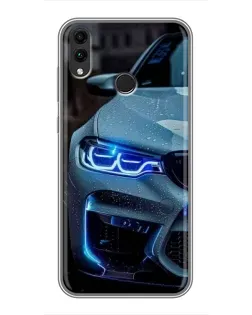 Чохол для Huawei Honor 8X Max з картинкою «Погляд BMW з синіми фарами»