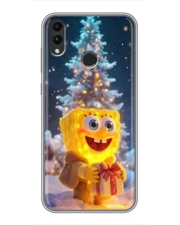Чехол для Huawei Honor 8X Max с картинкой «Рождественский Спанч Боб»